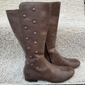Born Martika Leather Riding Boots Button Detail Cosmic Brown Women's Size 9.5